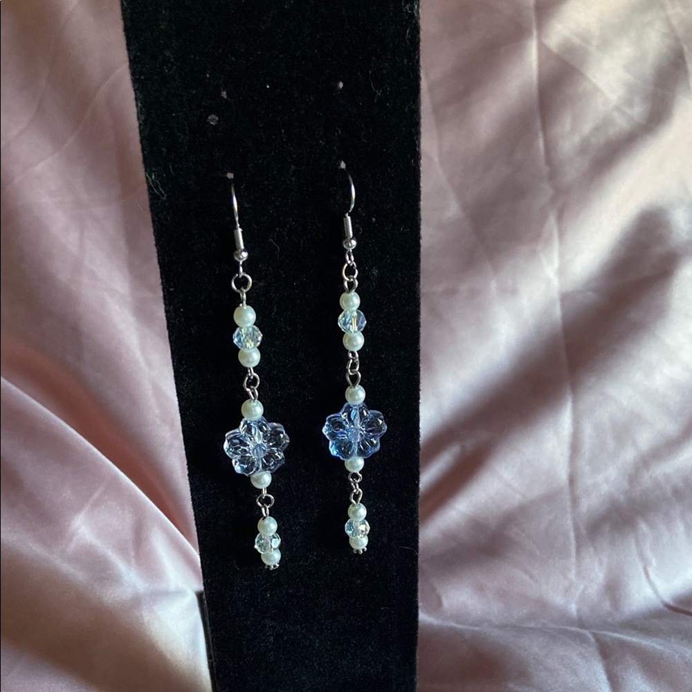 Elegant Blue and Silver Dangle Earrings